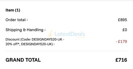 Screenshot of the Made in Design discount code working
