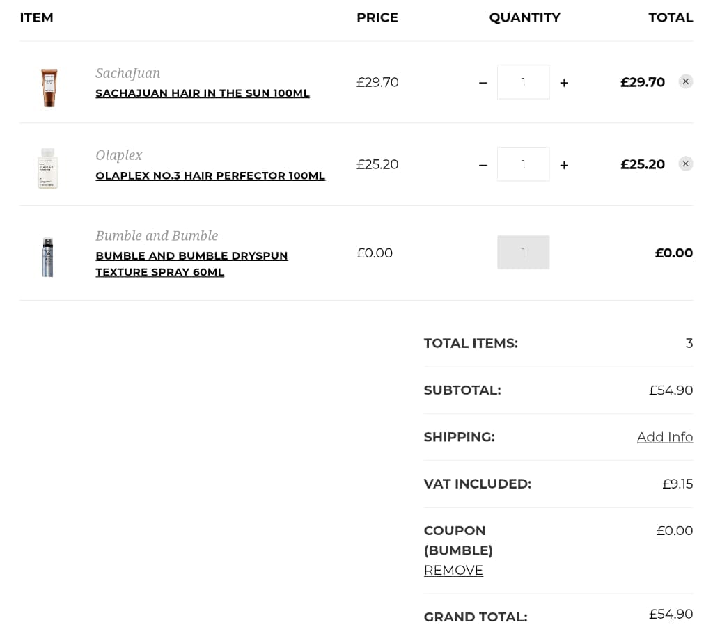 Screenshot of the LuxuriousLook discount code working