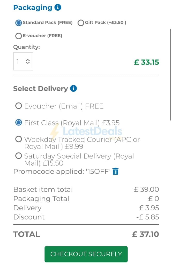 Screenshot of the Into The Blue discount code working