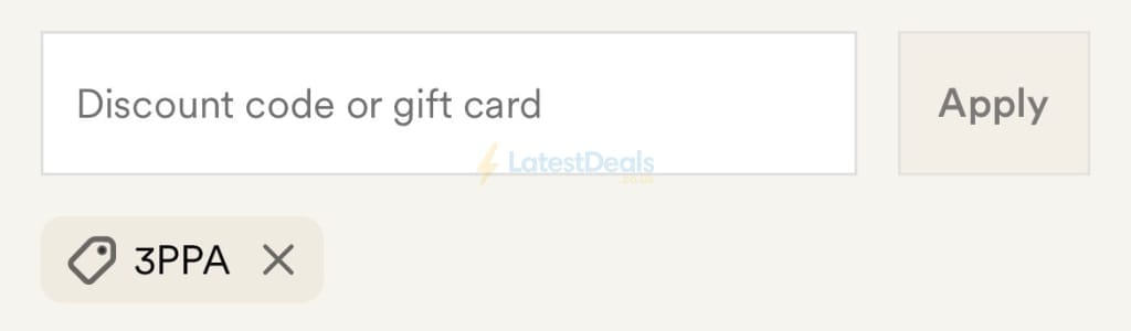 Screenshot of the BODEN discount code working