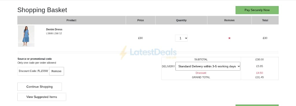 Screenshot of the Chums discount code working
