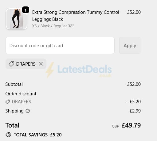 Screenshot of the TLC Sport discount code working
