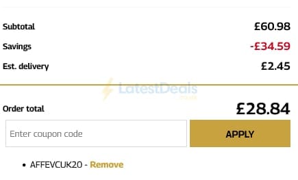 Screenshot of the Healthspan UK Elite discount code working