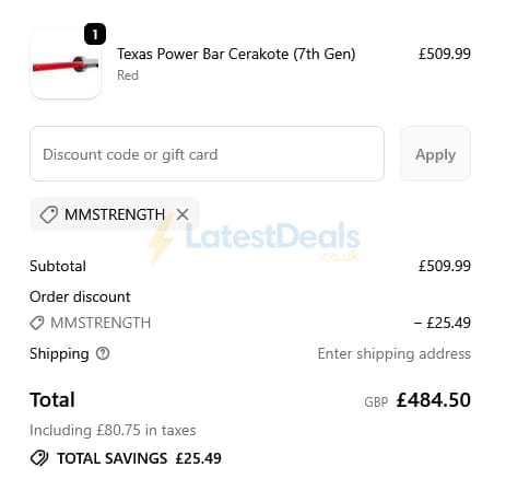 Screenshot of the Strength Shop discount code working