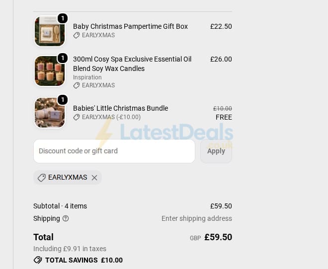 Screenshot of the C discount code working