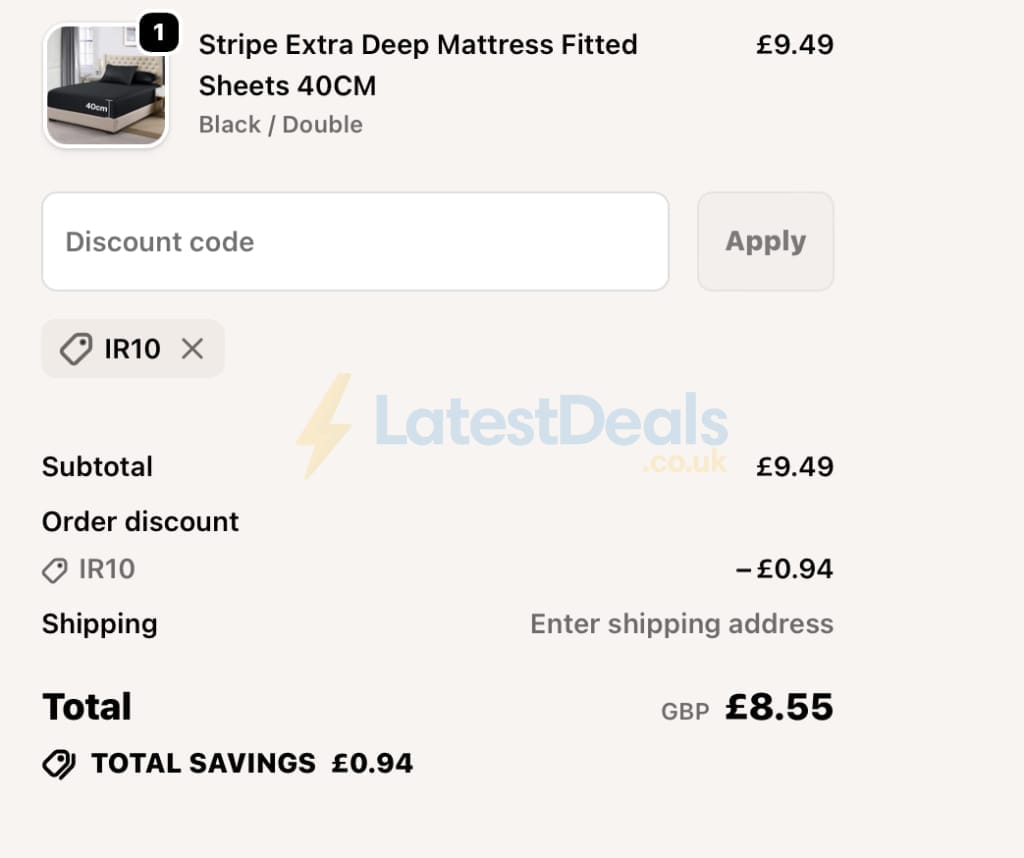 Screenshot of the Imperial Rooms discount code working