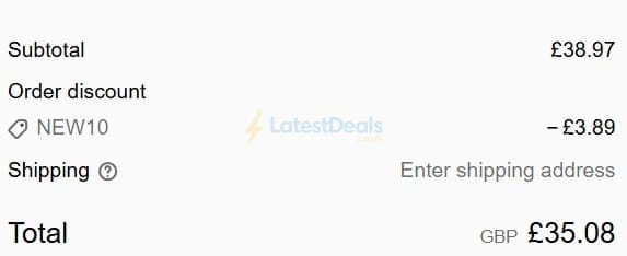Screenshot of the Vieve discount code working