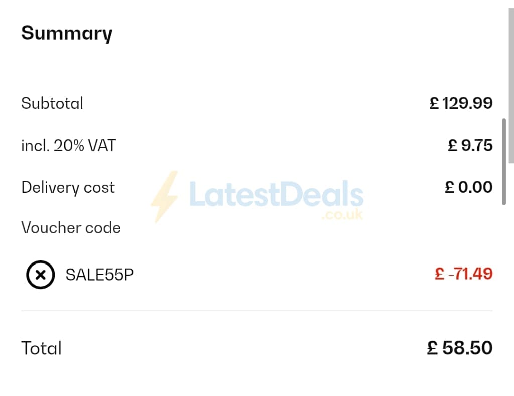 Screenshot of the Klarstein discount code working