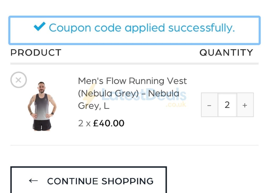 Screenshot of the Scimitar Sportswear discount code working