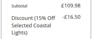 Screenshot of the Lighting Direct discount code working