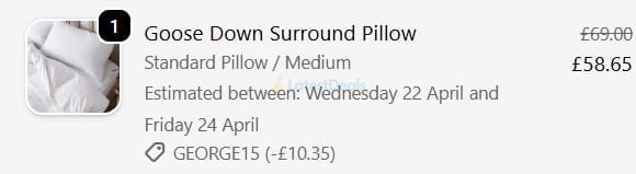 Screenshot of the The Fine Bedding Company discount code working