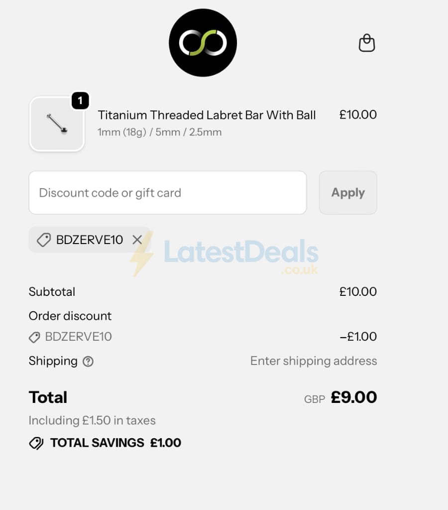 Screenshot of the Stretch It Body Jewellery discount code working