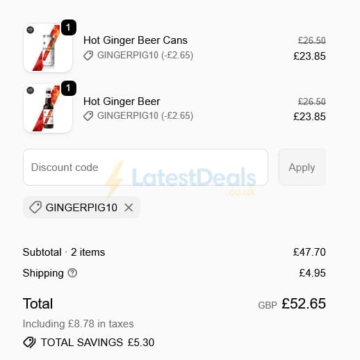 Screenshot of the Luscombe discount code working