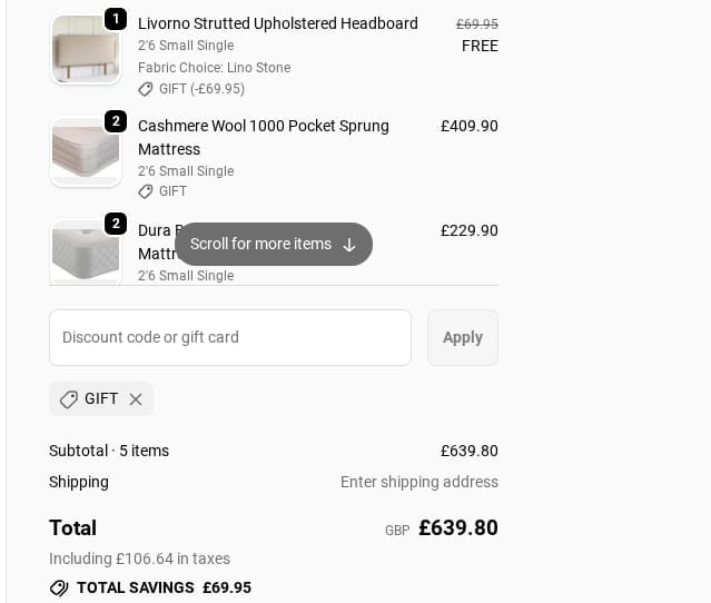 Screenshot of the Divan Base Direct discount code working