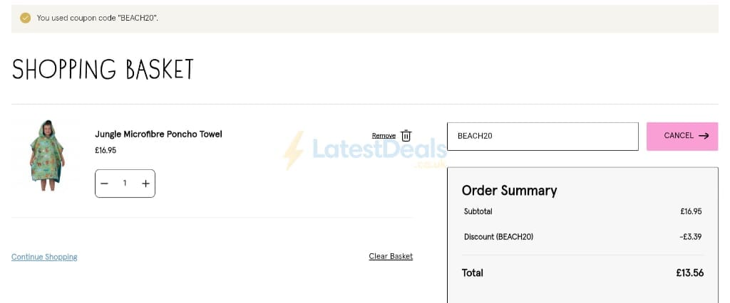 Screenshot of the Tyrrell Katz discount code working