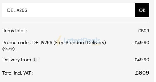 Screenshot of the Tikamoon discount code working