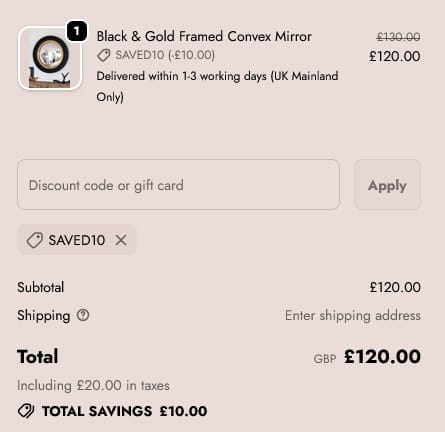 Screenshot of the Rockett St George discount code working