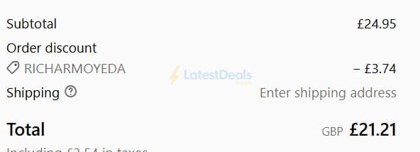 Screenshot of the British Souvenirs discount code working