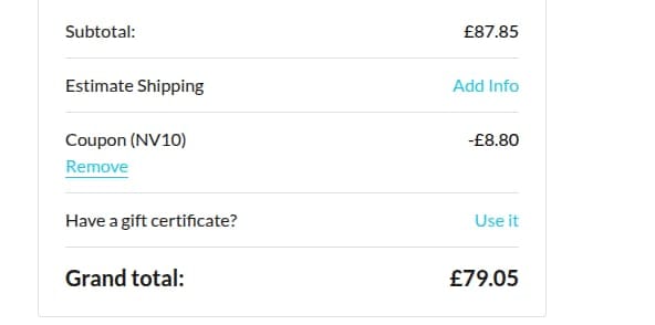 Screenshot of the Skinlight discount code working