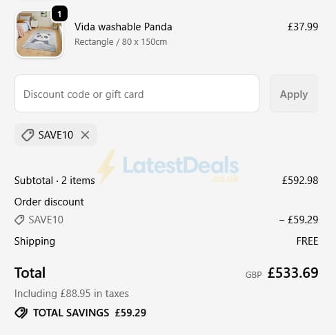 Screenshot of the Woven discount code working