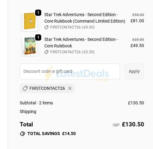 Screenshot of the Modiphius Entertainment discount code working