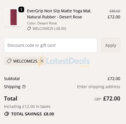 Screenshot of the Yogi Bare discount code working
