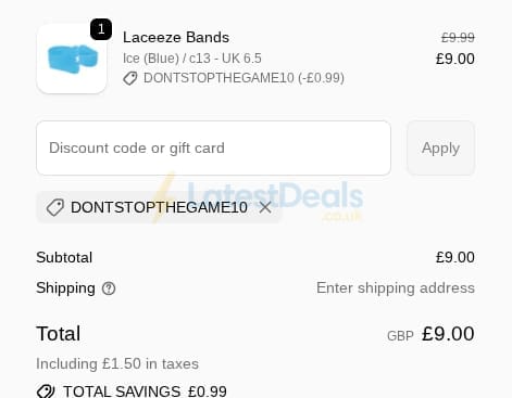 Screenshot of the Laceeze discount code working