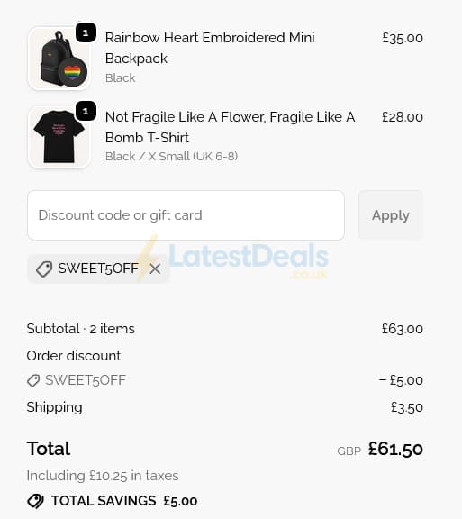 Screenshot of the The Spark Company discount code working