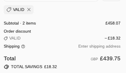 Screenshot of the IHoverBoard discount code working