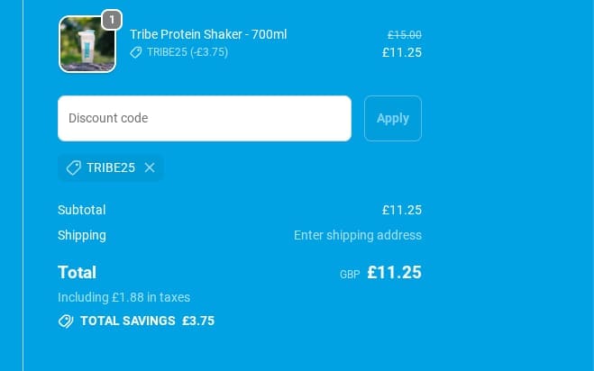 Screenshot of the Wearetribe discount code working