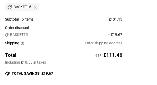 Screenshot of the Buddy & Lola discount code working