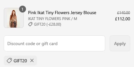 Screenshot of the Farm Rio discount code working