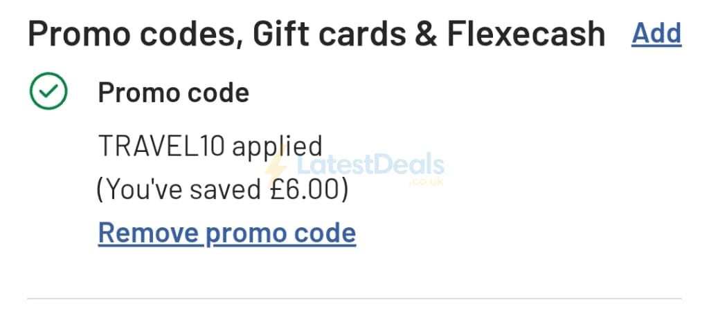 Screenshot of the Argos discount code working