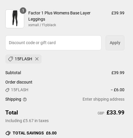 Screenshot of the Subzero discount code working
