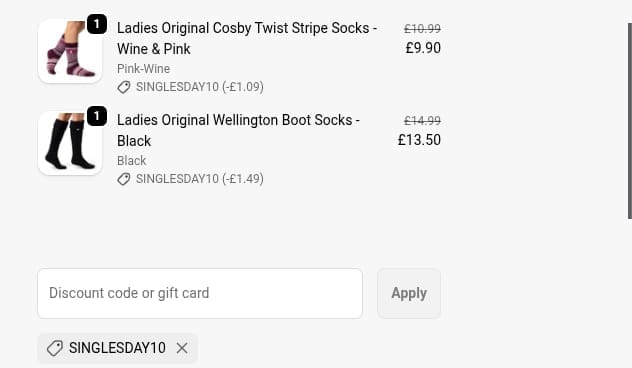 Screenshot of the Heat Holders discount code working