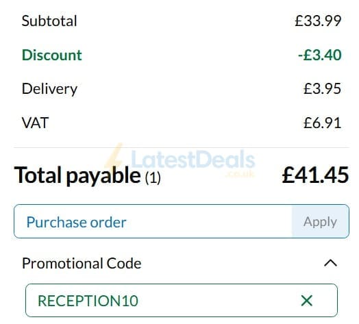 Screenshot of the Hope Education discount code working
