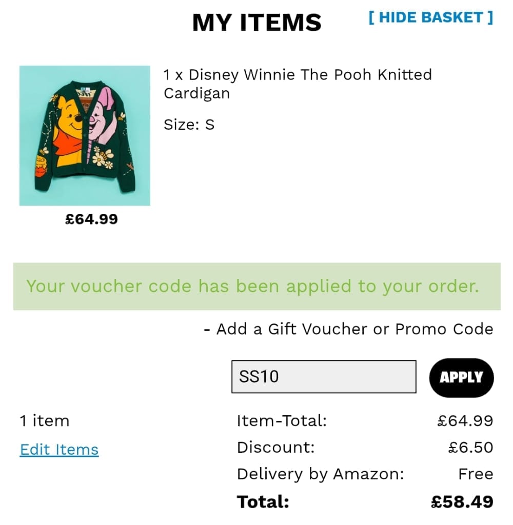 Screenshot of the TruffleShuffle discount code working