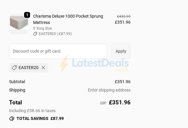 Screenshot of the Divan Base Direct discount code working