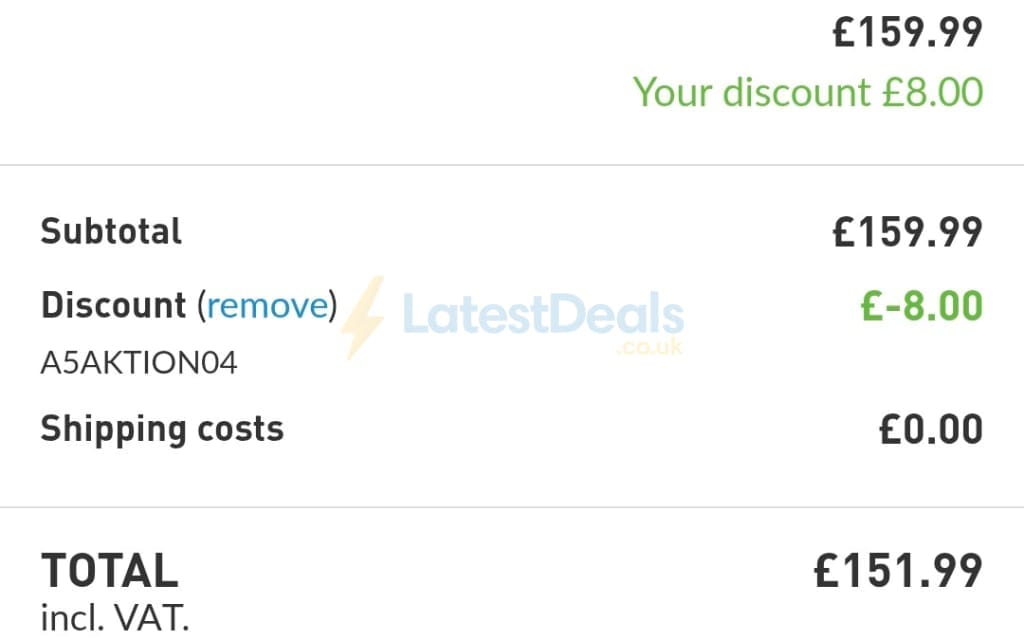 Screenshot of the Magix discount code working