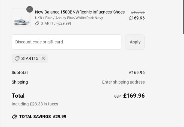 Screenshot of the Urbanindustry discount code working