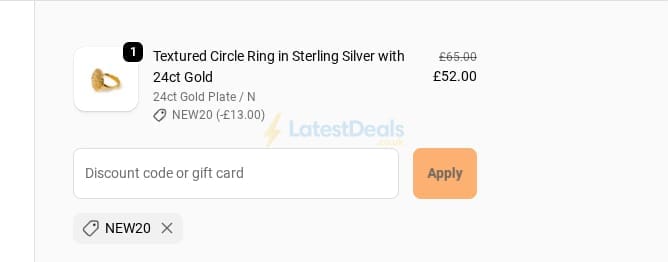 Screenshot of the Henryka discount code working