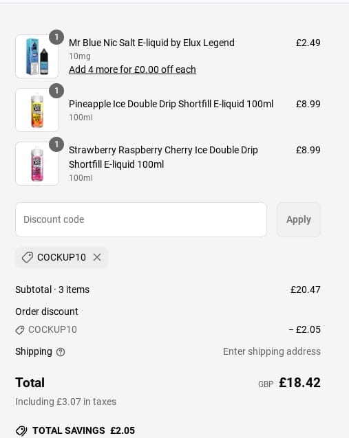 Screenshot of the Greyhaze discount code working