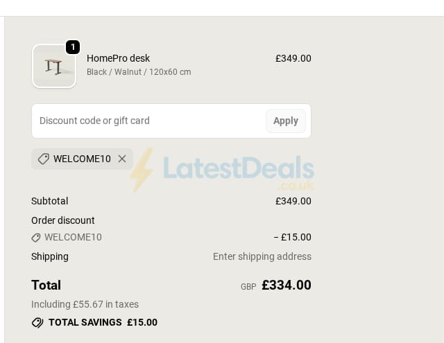 Screenshot of the Desktronic discount code working