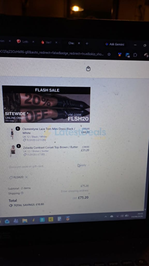 Screenshot of the Princess Polly discount code working
