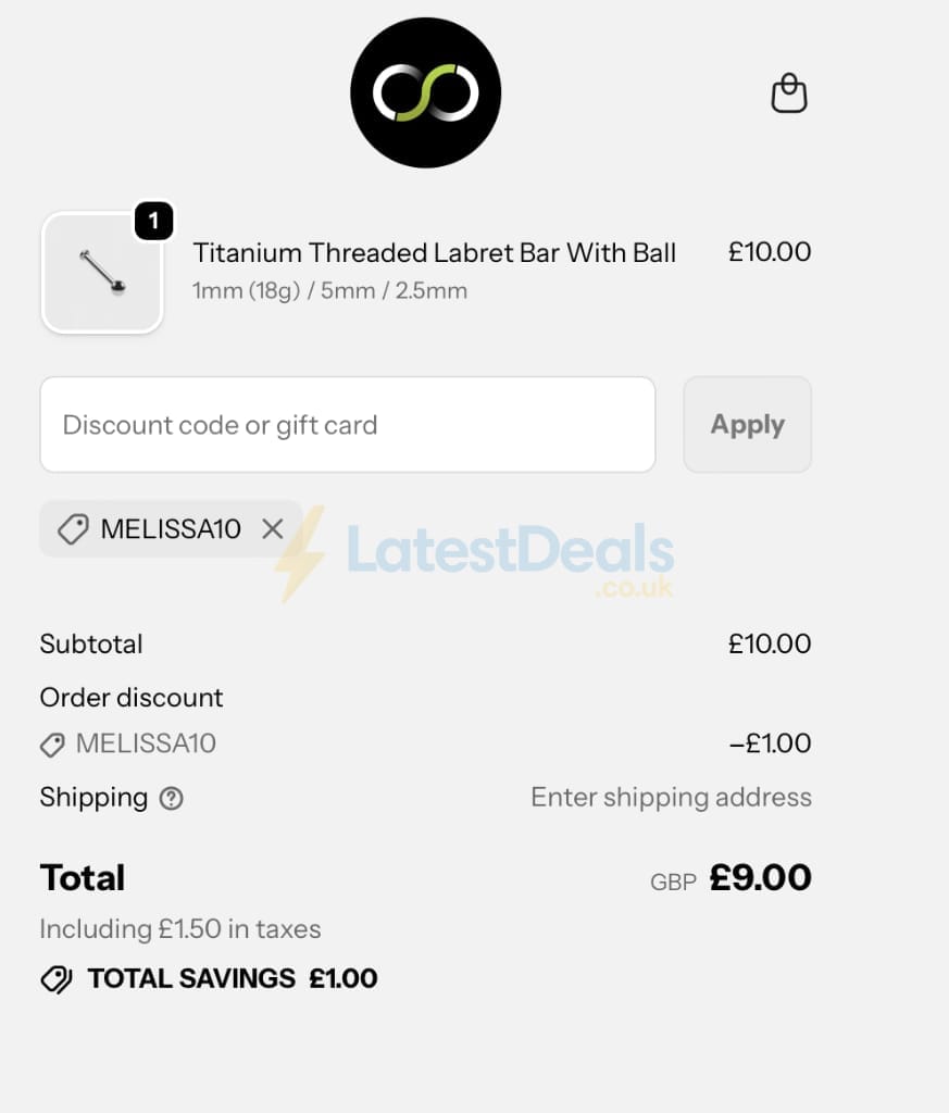 Screenshot of the Stretch It Body Jewellery discount code working