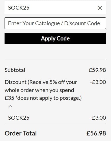 Screenshot of the The Owl Barn Gift Catalogue discount code working