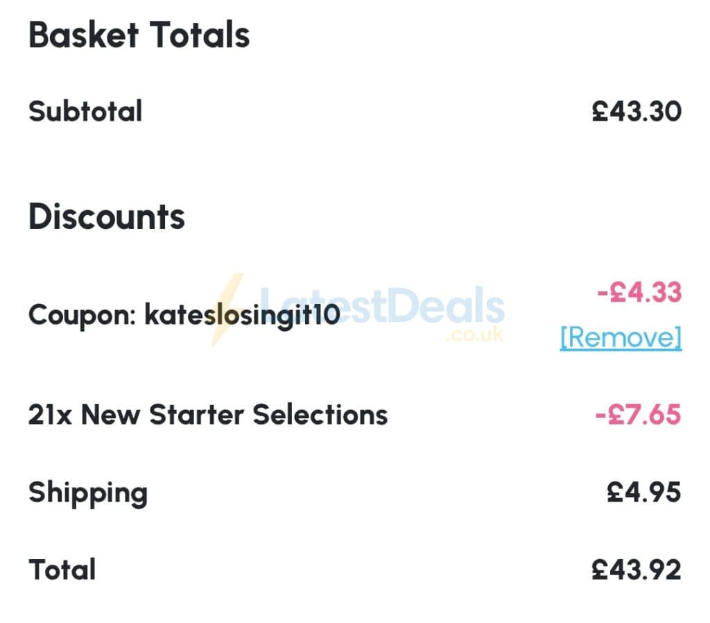 Screenshot of the Shake That Weight discount code working