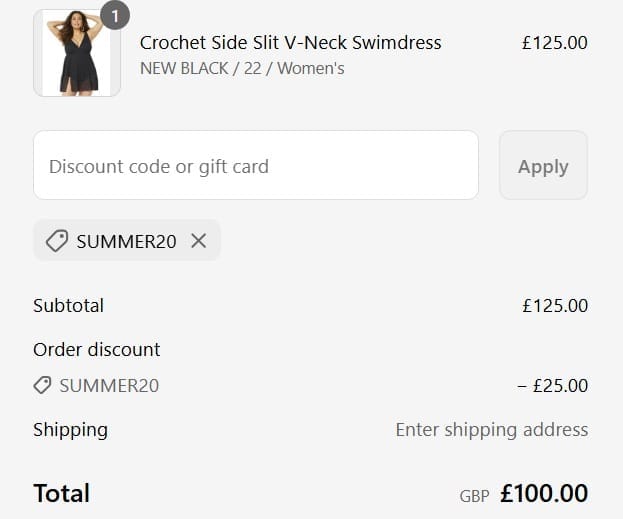 Screenshot of the OneStopPlus discount code working