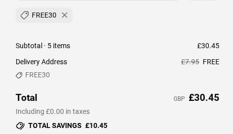 Screenshot of the DukesHill discount code working