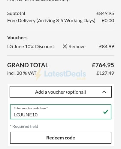 Screenshot of the Overclockers discount code working
